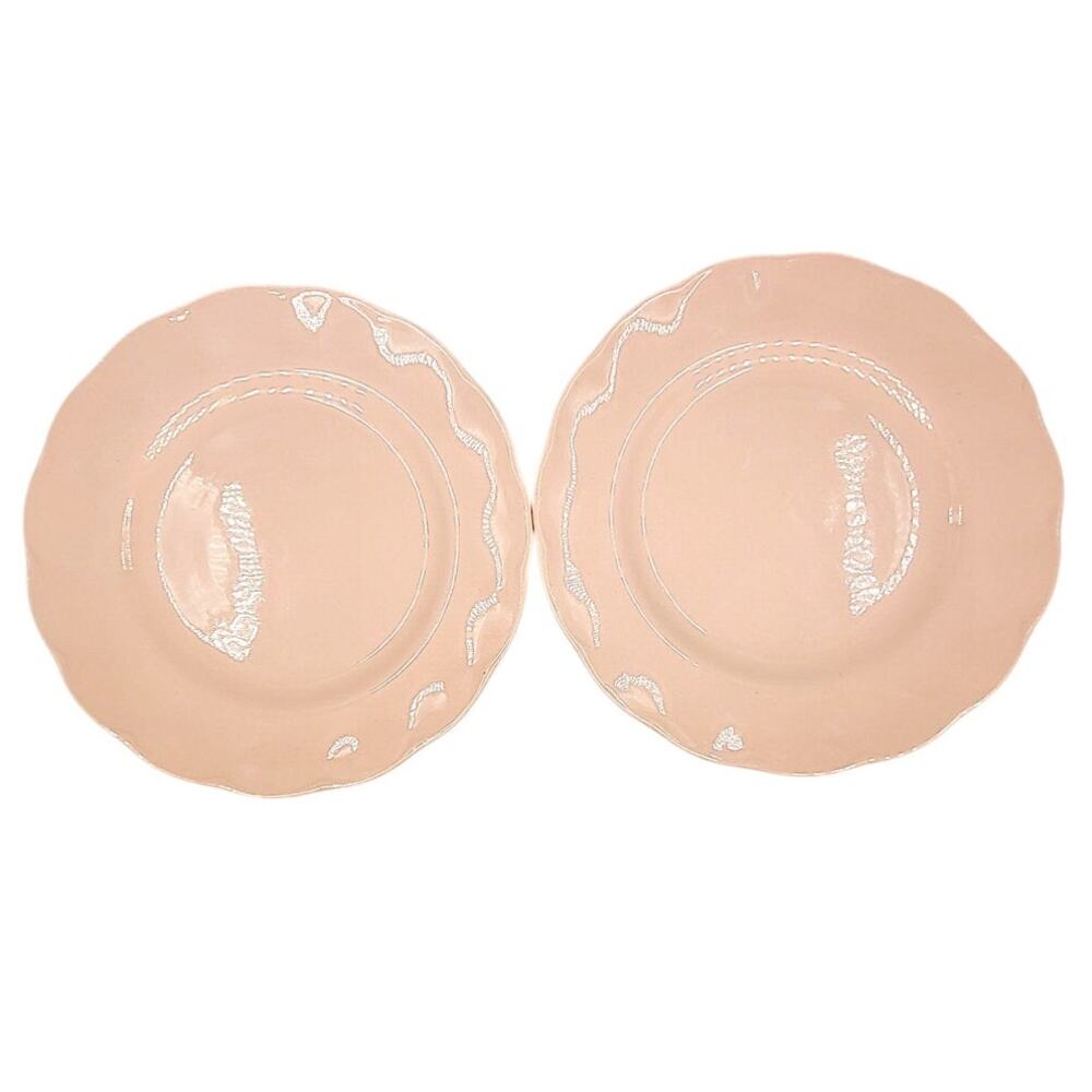 Grindley Peach Petal Pink Dessert Plates Set of‎ 2 Wavy Rim Vintage Cottage 2-3